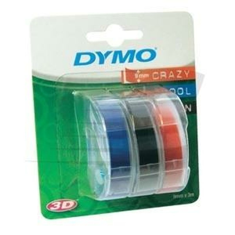 Ruban Laminé pour Etiqueteuses Dymo 9 mm x 3 m Rouge Noir Bleu (5 Unités)