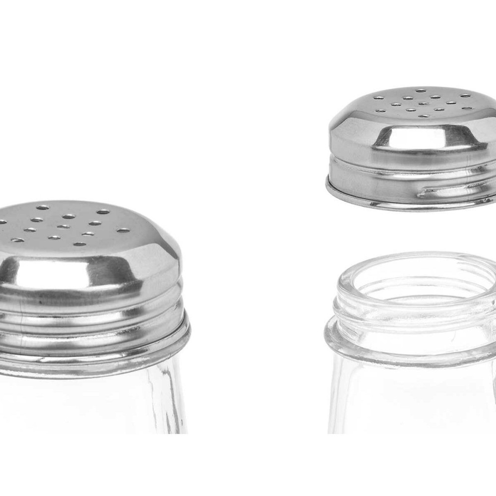 Salt cellar Vivalto YHP-SZ24/DH12 Transparent Metal Glass 5,5 x 10,5 x 5,5 cm (12 Units)