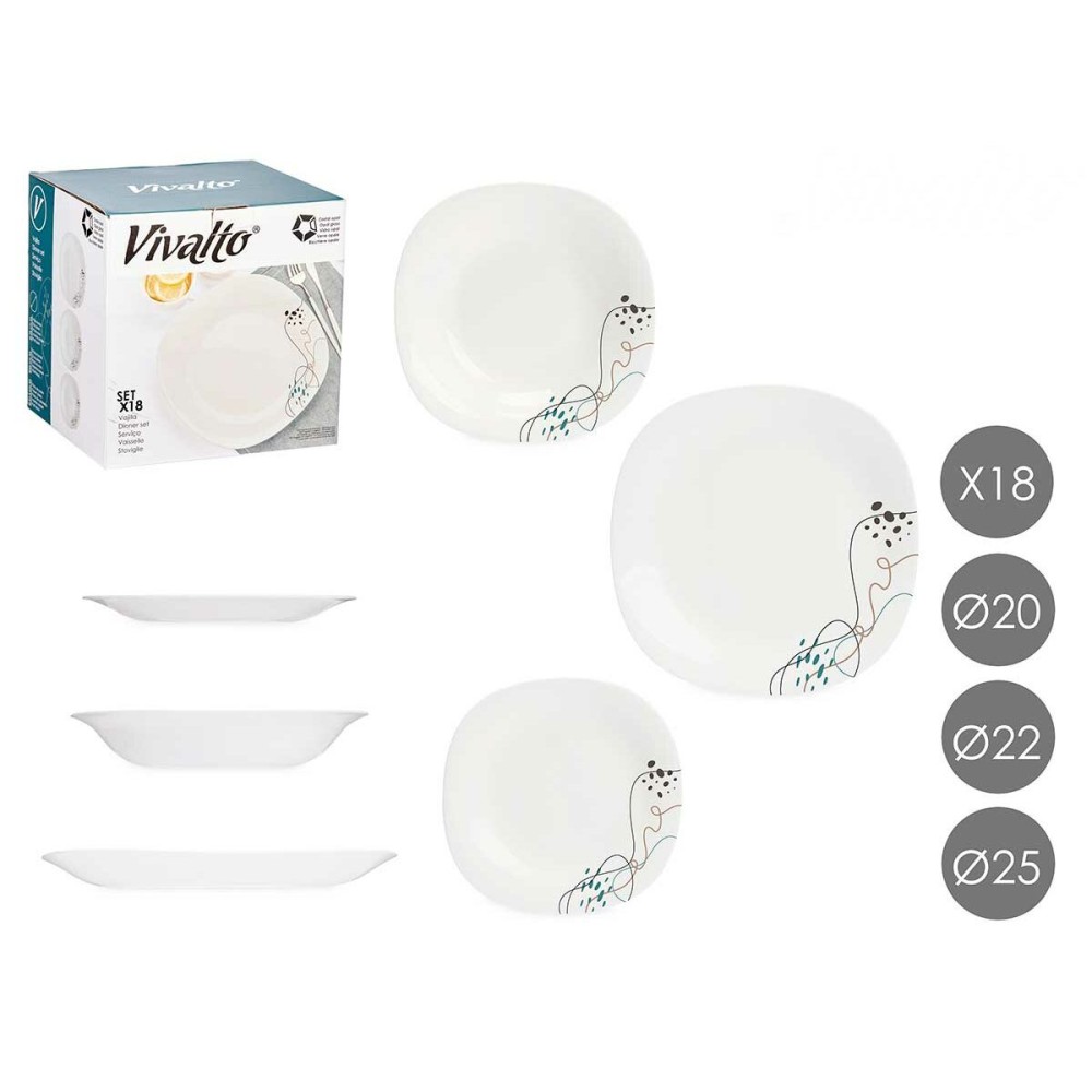 Dinnerware Set Vivalto LFP-110/85/LFTP-90 1 White Opaline glass (2 Units)