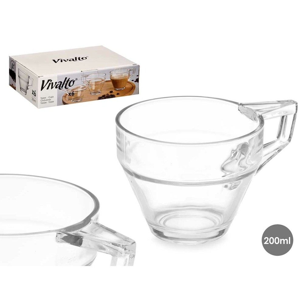 Tasse de café et de thé Vivalto ZLQ02/BHA6 Transparent verre 199 ml (6 Unités)