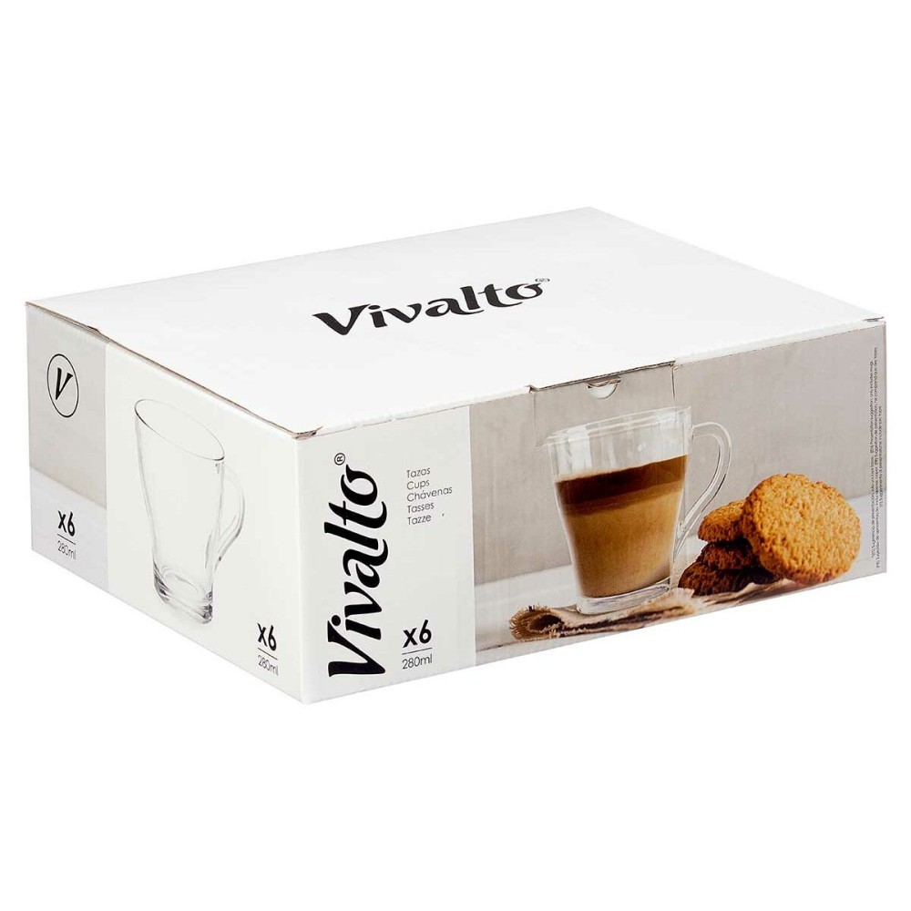 Tea and coffee cup Vivalto 1 Transparent Glass 280 ml (6 Units)