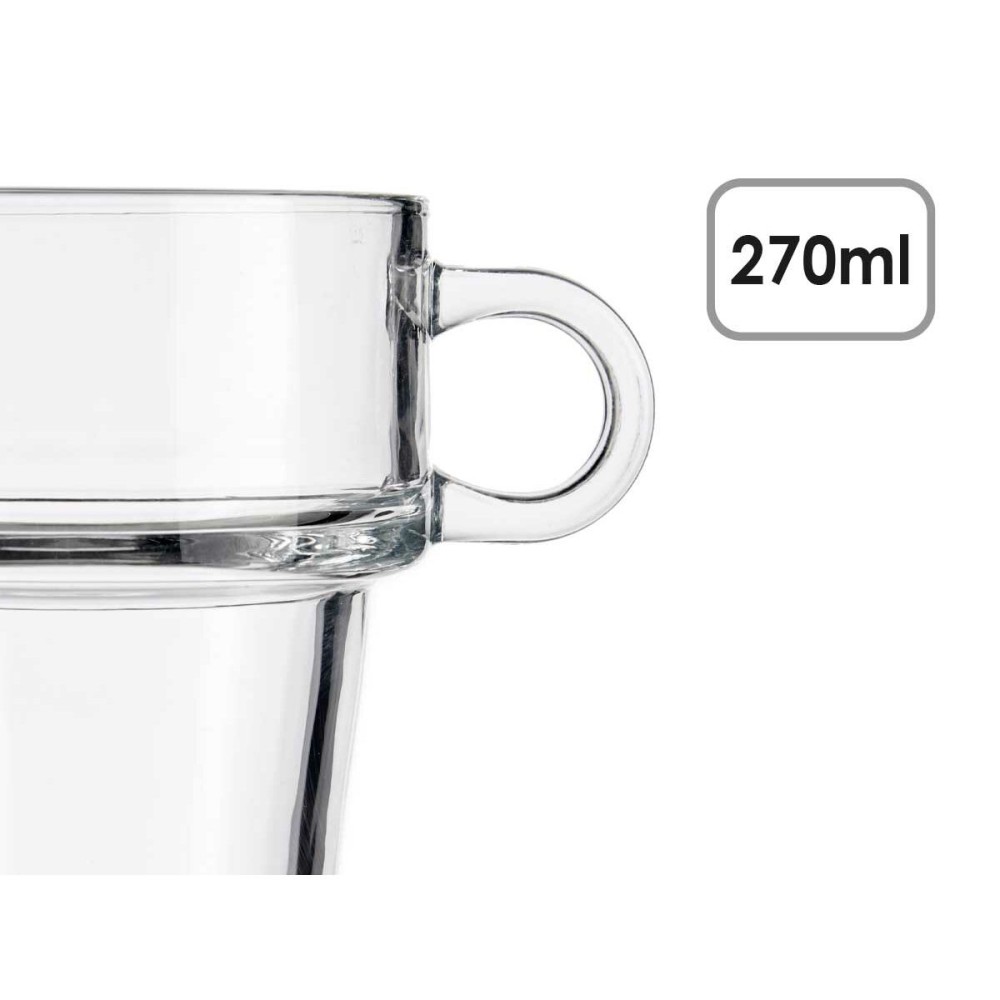 Tea and coffee cup Vivalto Z908-9/BHA6 Transparent Glass 270 ml (6 Units)