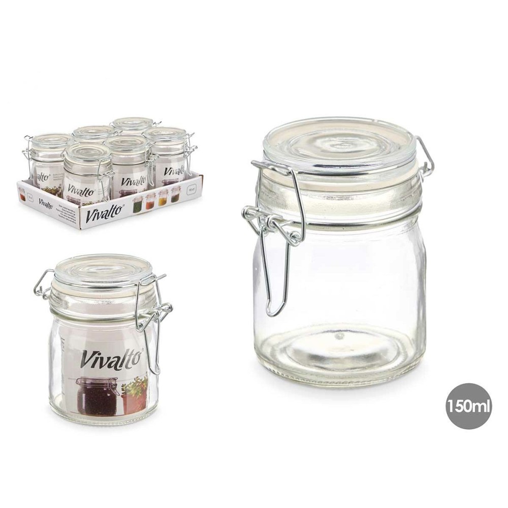 Glass Jar Vivalto 04-9411 Transparent 150 ml (6 Units)