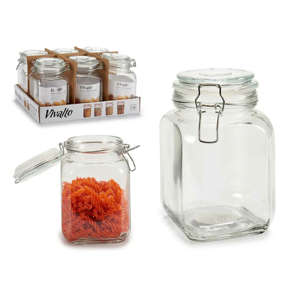 Glass Jar Vivalto CW-41200F/DH6 Transparent Silver 1,2 L (6 Units)