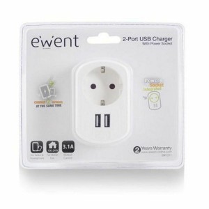 Prise Murale avec 2 Ports USB Ewent EW1211 3,1 A