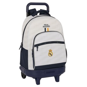 School Rucksack with Wheels Real Madrid C.F. White 33 X 45 X 22 cm