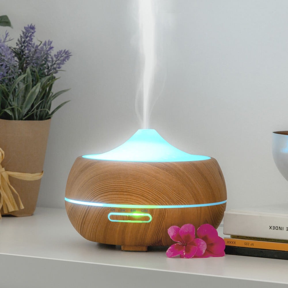 Humidificateur à Diffuseur d'Arômes avec LED Multicolore Wooden-Effect InnovaGoods