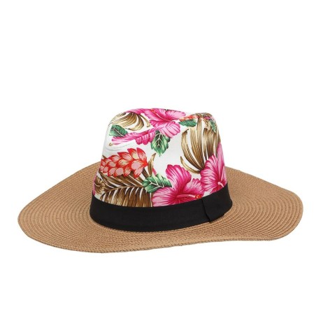 Chapeau de Paille Fleurs Rose