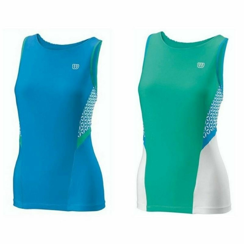 Débardeur Femme Wilson Glamour Vert Réversible Tennis Bleu