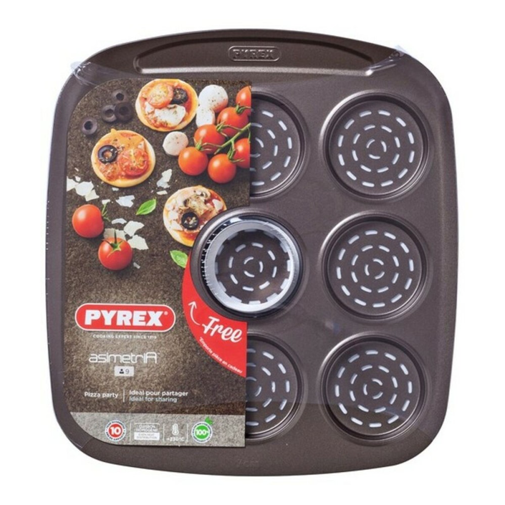 Ofenpfanne Pizza Mini Pyrex Asimetria Verzinkter Stahl (9 Fächer) (16 x 16 cm)