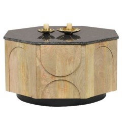 Table Basse DKD Home Decor Marbre Bois de manguier 80 x 80 x 45 cm