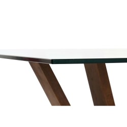 Table de Salle à Manger DKD Home Decor Verre Marron Transparent Noyer 200 x 100 x 75 cm