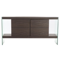 Buffet DKD Home Decor Verre Marron Transparent Noyer 160 x 45 x 80 cm Bois MDF