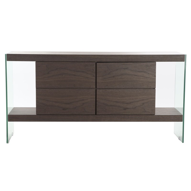 Sideboard DKD Home Decor Crystal Brown Transparent Walnut 160 x 45 x 80 cm MDF Wood