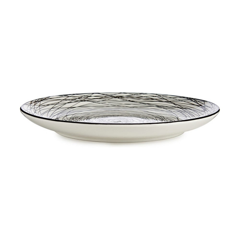 Assiette plate Rayures Porcelaine Noir Blanc 24 x 2,8 x 24 cm