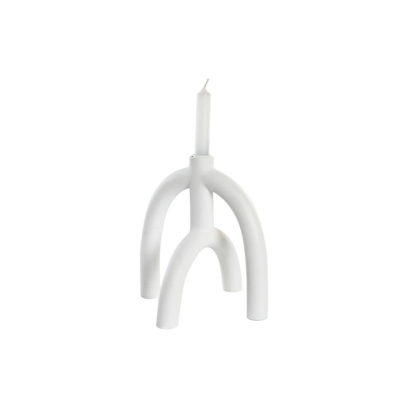 Pot à Bougie DKD Home Decor Scandi 21,5 x 21,5 x 23 cm Blanc Résine