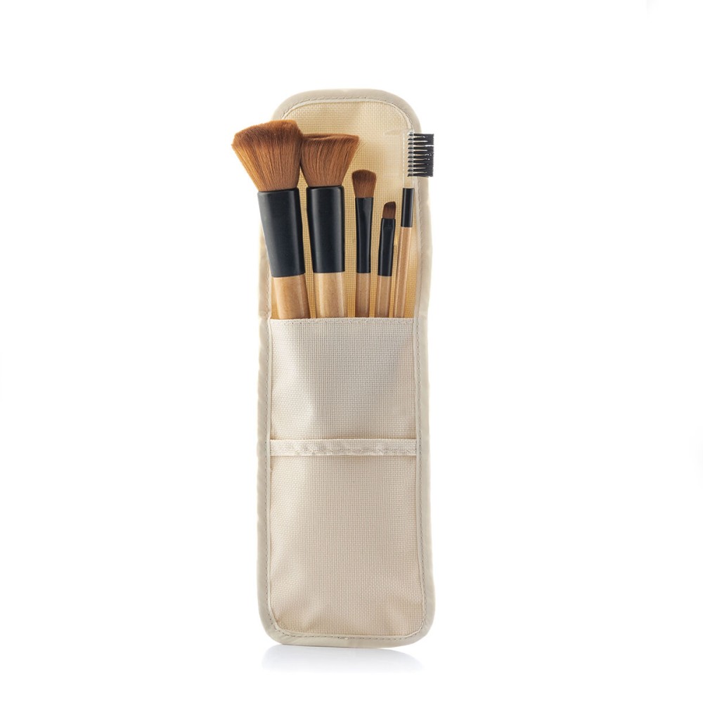 Set of Wooden Make-up Brushes with Carry Case Miset InnovaGoods 5 Units