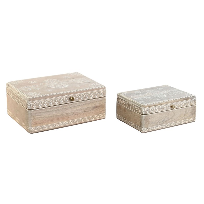 Box-Schmuckkästchen DKD Home Decor 25,5 x 20 x 10,5 cm natürlich Mango-Holz (2 Stück)