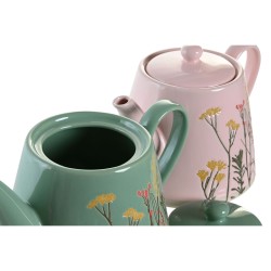 Théière DKD Home Decor Rose Vert Grès (2 Unités)