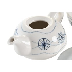 Tea Set DKD Home Decor Blue White 750 ml Dolomite (3 Units)