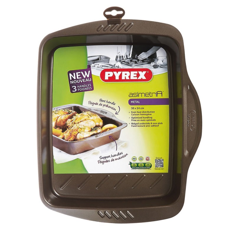 Oven Dish Pyrex Asimetria Rectangular Metal 30 x 24 cm (6 Units)