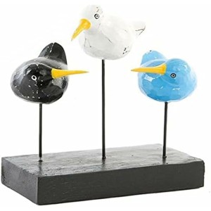 Figurine Décorative DKD Home Decor Bois Métal Oiseaux Kiwi méditerranéen