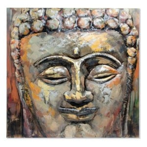 Painting DKD Home Decor Buda Wood Metal Oriental Buddha (80 x 80 x 7 cm)