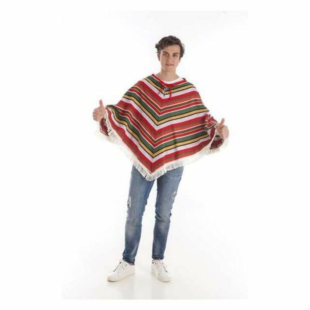 Verkleidung für Erwachsene Rojo/Blanco Poncho Mexikaner L