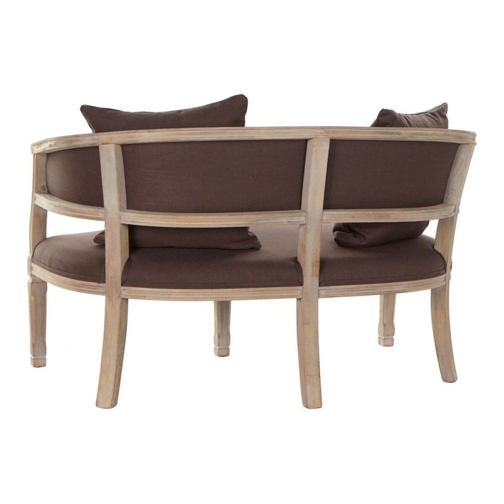 Canapé DKD Home Decor Marron Lin Bois d'hévéa Traditionnel (122 x 69 x 72 cm)