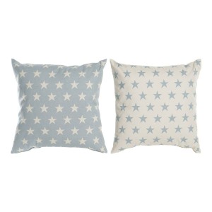 Coussin DKD Home Decor Bleu 60 x 10 x 60 cm Etoiles Blanc (2 Unités)