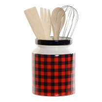 Pot pour ustensiles de cuisine DKD Home Decor Acier inoxydable Pin Dolomite 11,5 x 11,5 x 26 cm 1 L