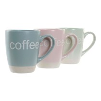 Mug DKD Home Decor Multicolour Blue Pink Rubber wood Green Stoneware 160 ml (3 Units) (7 pcs)