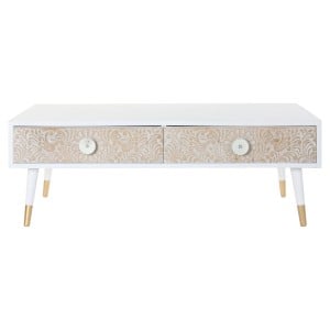 Meubles de télévision DKD Home Decor Blanc Sapin Marron Clair (120 x 65 x 42 cm)