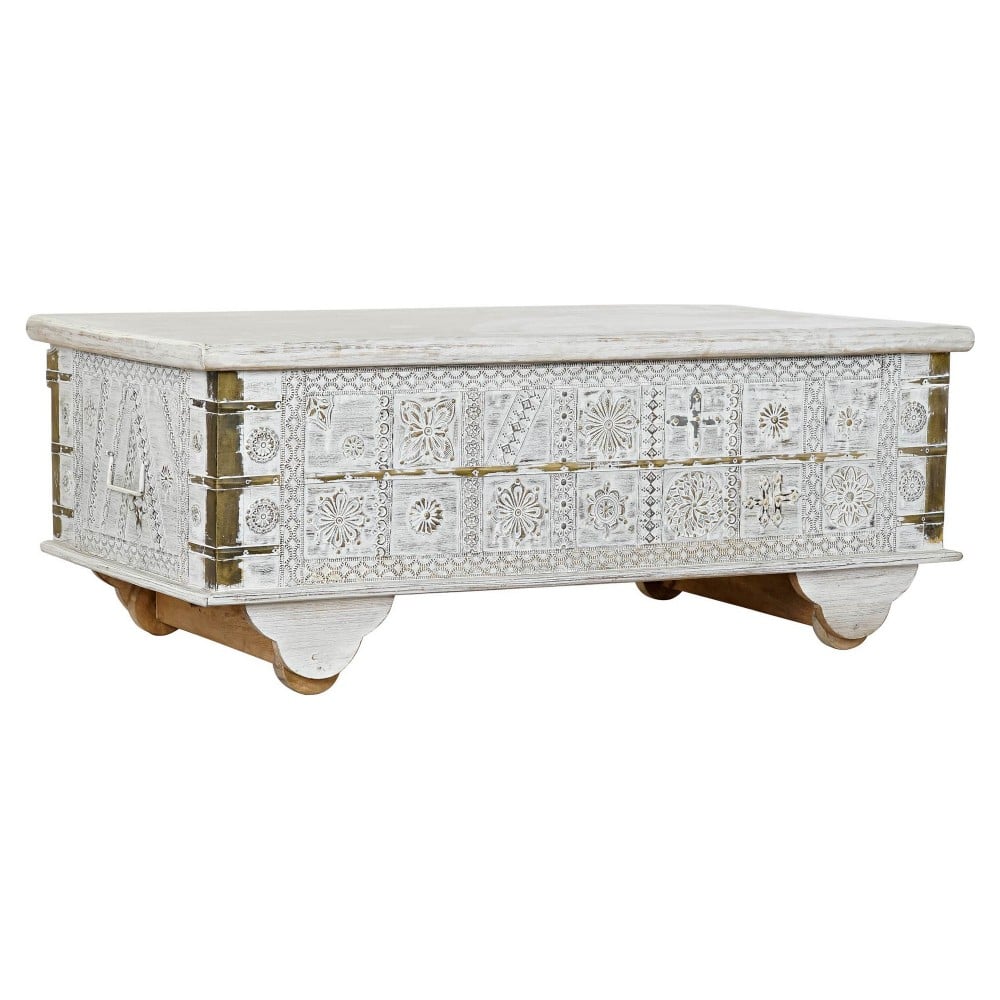 Table d'appoint DKD Home Decor MB-182010 Blanc Doré Métal Bois de manguier 115 x 60 x 45 cm