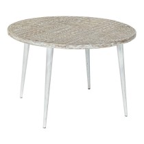 Table d'appoint DKD Home Decor 8424001820115 75 x 75 x 50 cm Doré Métal Blanc Bois de manguier (75 x 75 x 50 cm)