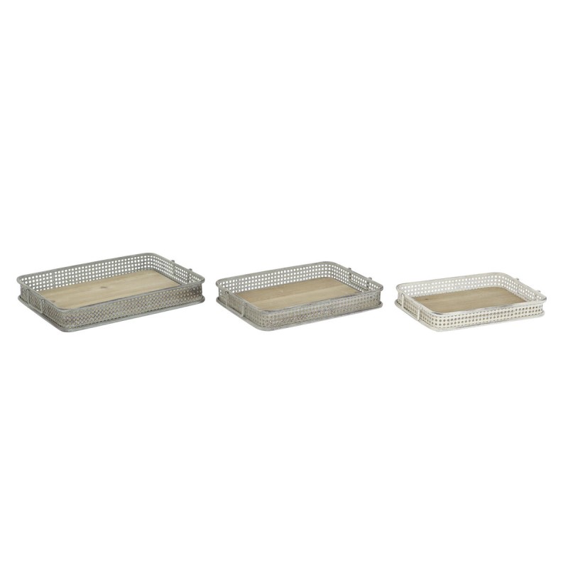 Tablettset DKD Home Decor 53 x 38 x 8 cm Metall Bunt (3 Stück)