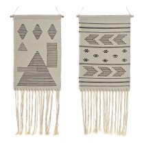 Dekoration zum Aufhängen DKD Home Decor Ethnisch Schwarz Creme Geometrisch Boho 46 x 1 x 64 cm (2 Stück)