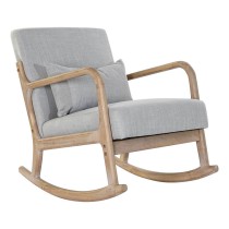 Fauteuil DKD Home Decor MB-179429 Gris Naturel Gris clair Bois d'hévéa Sixties 66 x 88 x 78 cm