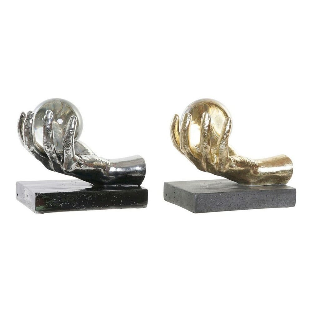 Decorative Figure DKD Home Decor Crystal Silver Golden Resin Hand 20 x 14 x 18 cm