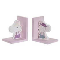 Bookend DKD Home Decor LD-173251 12,5 x 9,5 x 14,5 cm Mouse Children's MDF Wood (2 Units)