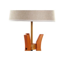 Lampe de bureau DKD Home Decor Marron Beige Polyester Bois 220 V 50 W