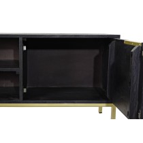 TV furniture DKD Home Decor Black Metal Golden Mango wood (147 x 40 x 51 cm)