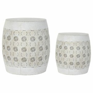 Table d'appoint DKD Home Decor Blanc Multicouleur Doré Métal 40 x 40 x 42 cm