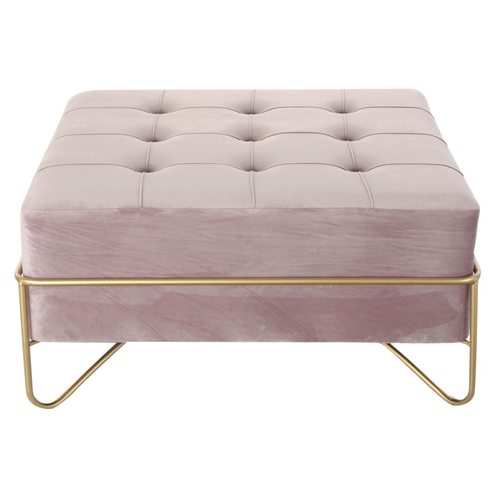 Banquette DKD Home Decor   Mousse Rose Doré Métal Polyester Velours Bois MDF (80 x 80 x 42 cm)