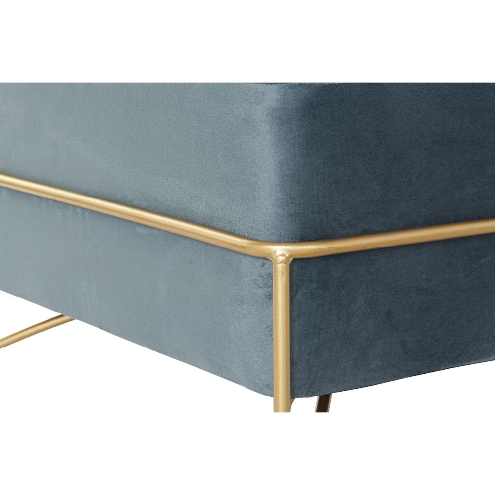 Bench DKD Home Decor   Foam Blue Golden Metal Polyester Velvet MDF Wood (80 x 80 x 42 cm)