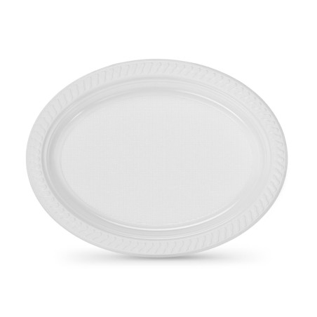 Lot d'assiettes réutilisables Algon Blanc 27 x 21 cm Plastique Oblongue 6 Unités