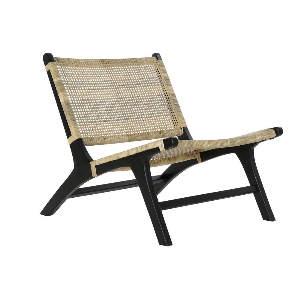 Armchair DKD Home Decor Black Natural Wood Teak 65 x 78 x 68 cm