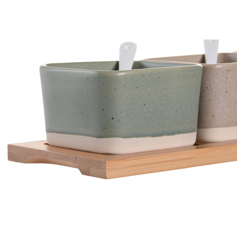 Ensemble à apértif DKD Home Decor 29 x 11,5 x 1,5 cm Porcelaine Multicouleur Bambou Scandinave