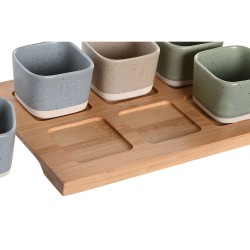 Appetizer Set DKD Home Decor 21,6 x 15 x 1,5 cm Porcelain Multicolour Bamboo Scandinavian