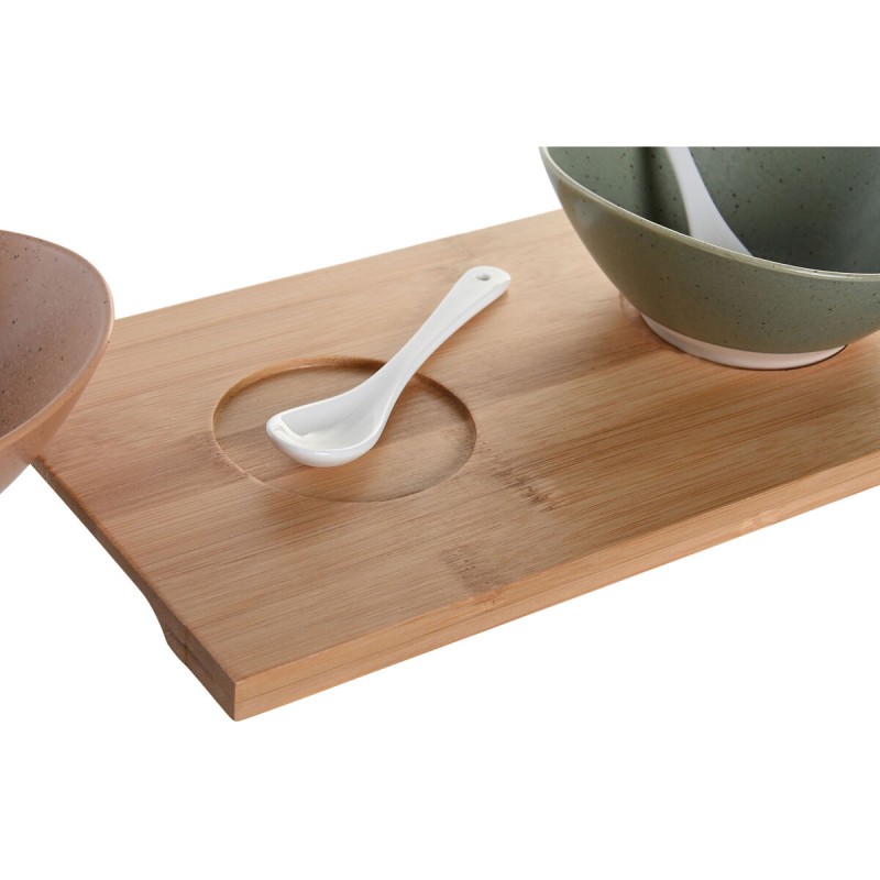 Appetizer Set DKD Home Decor 29 x 15,5 x 1,5 cm Porcelain Multicolour Bamboo Scandinavian